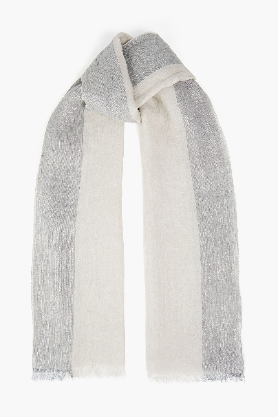 Fabiana Filippi Woman Metallic Linen-blend Gauze Scarf Stone Size --