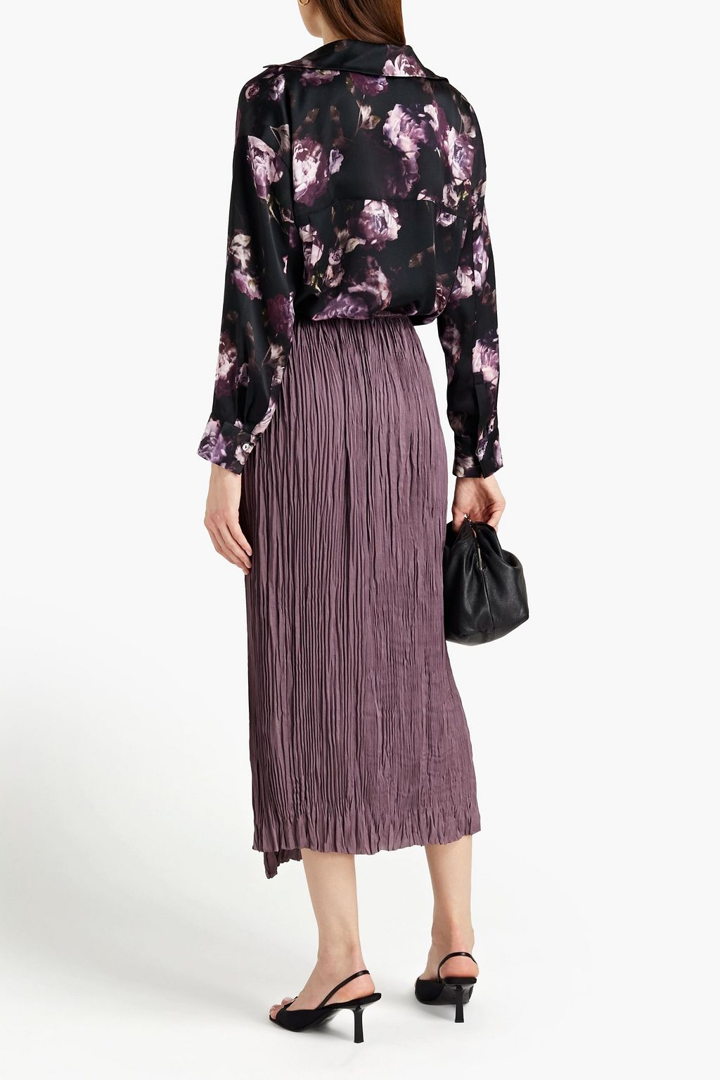 VINCE. Floral-print silk-satin blouse