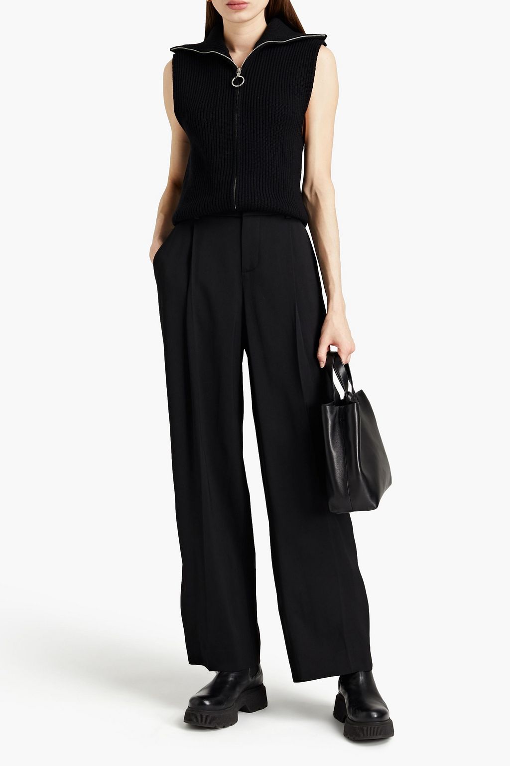 VINCE. Pleated twill wide-leg pants