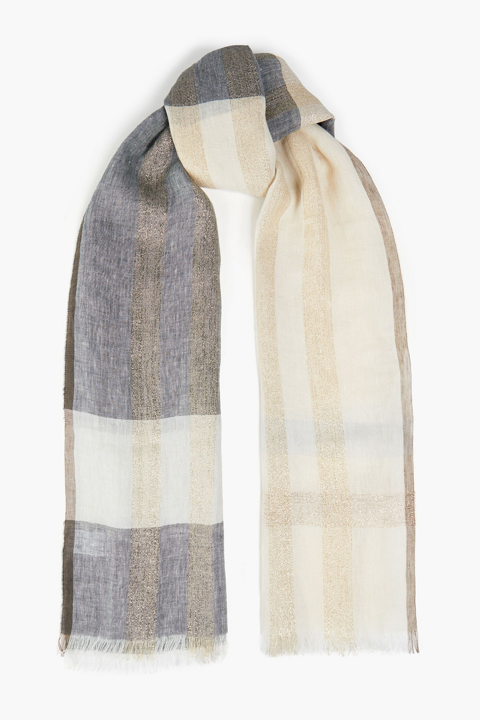 Fabiana Filippi Woman Metallic Linen-blend Gauze Scarf Ivory Size --