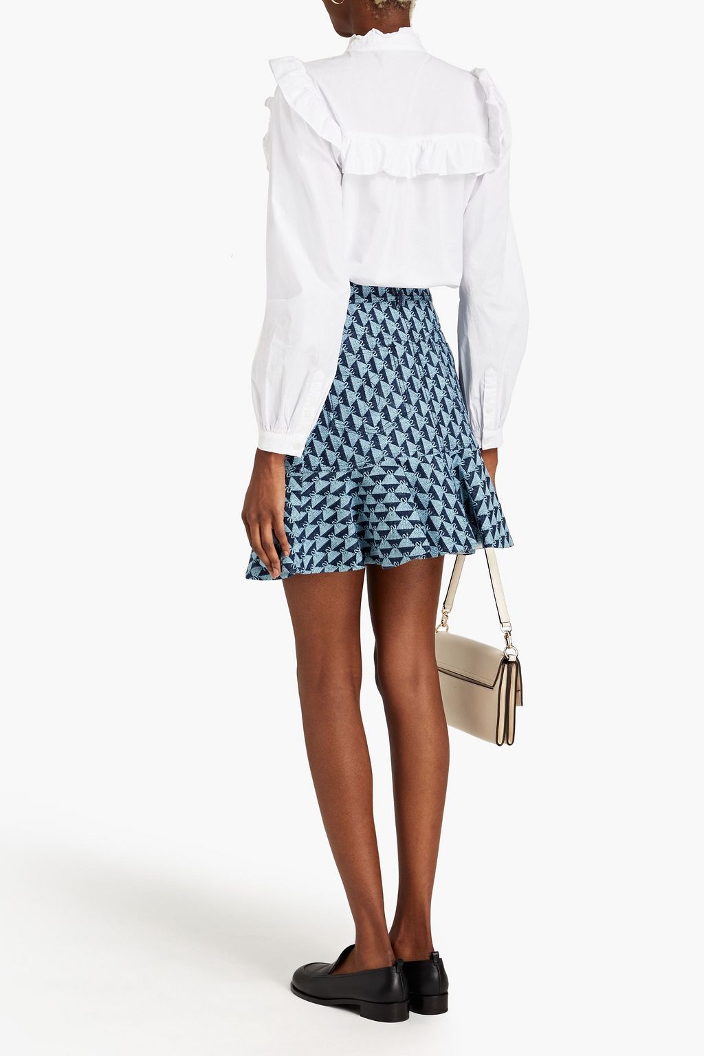 SANDRO Paulina ruffled cotton-jacquard mini skirt
