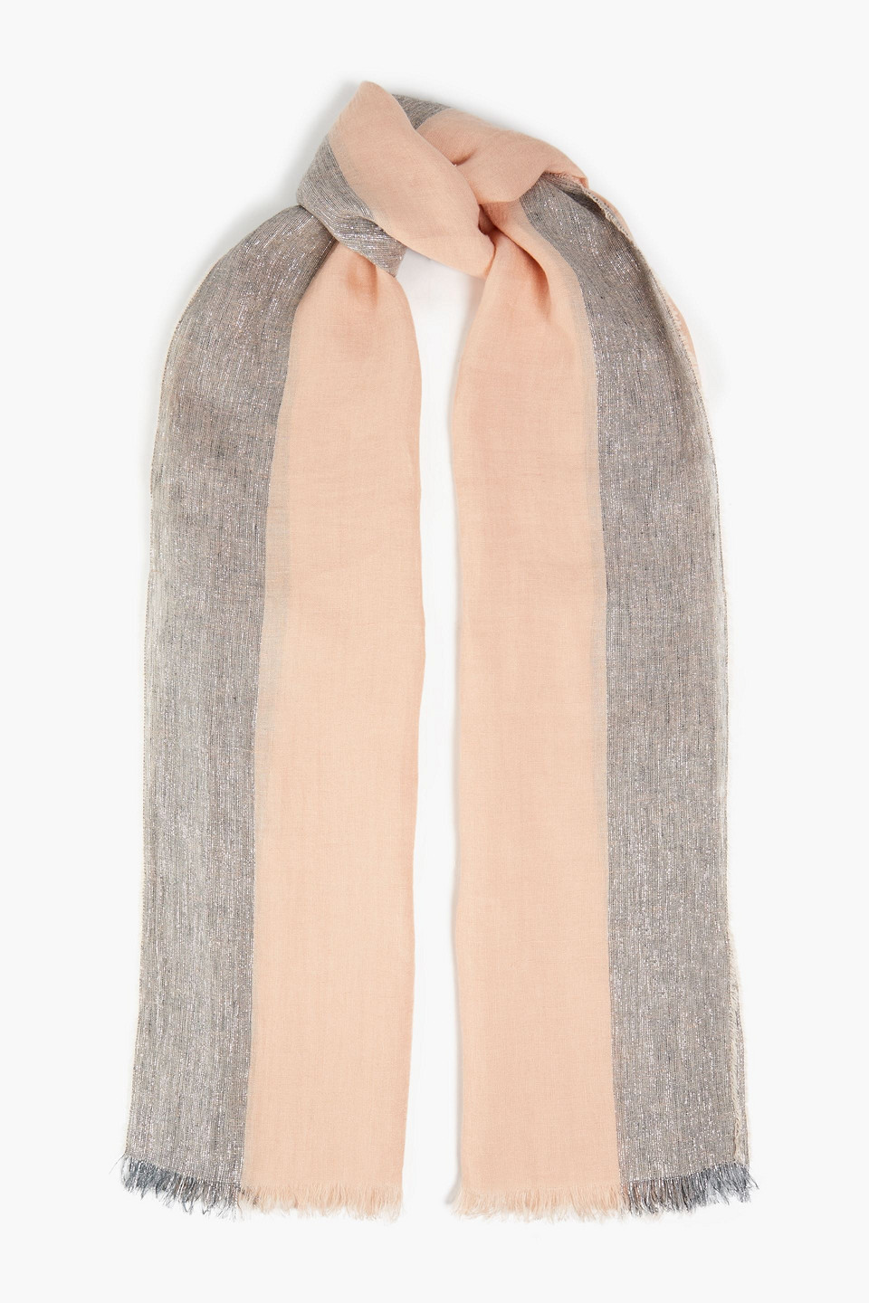 Fabiana Filippi Woman Metallic Linen-blend Gauze Scarf Peach Size --
