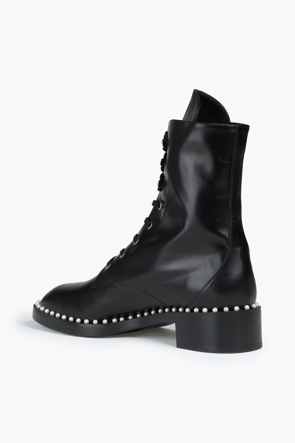 STUART WEITZMAN Sondra フェイクパール付き レザー コンバットブーツ