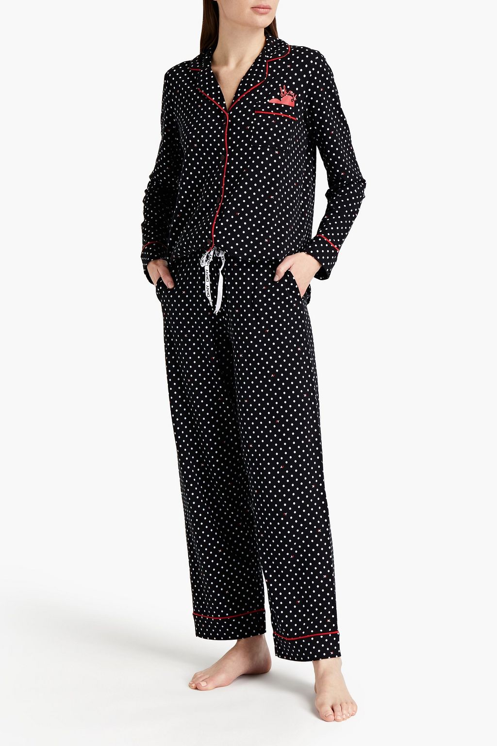 DKNY Polka-dot cotton-blend jersey pajama set