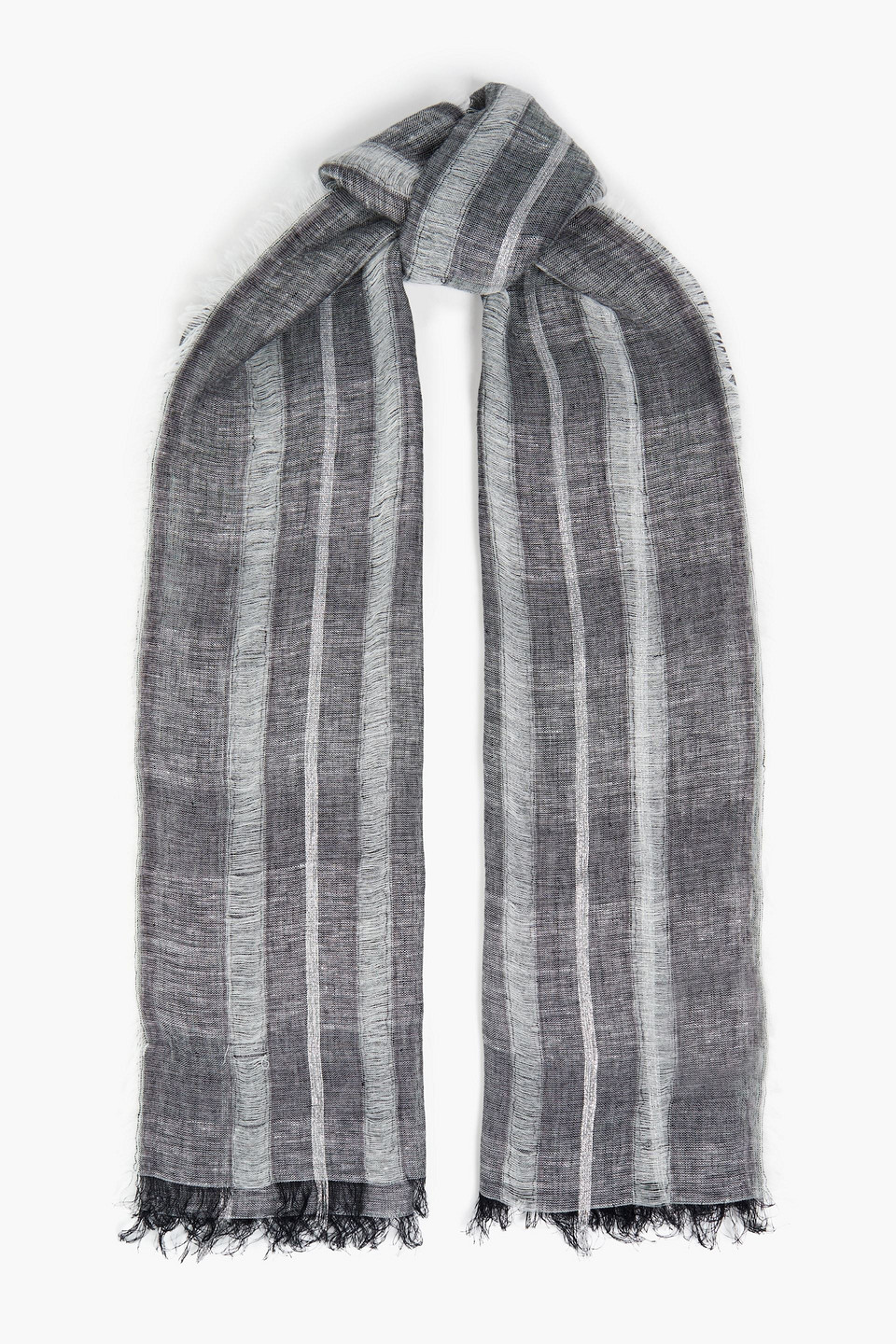 Fabiana Filippi Woman Metallic Linen-blend Gauze Scarf Black Size --
