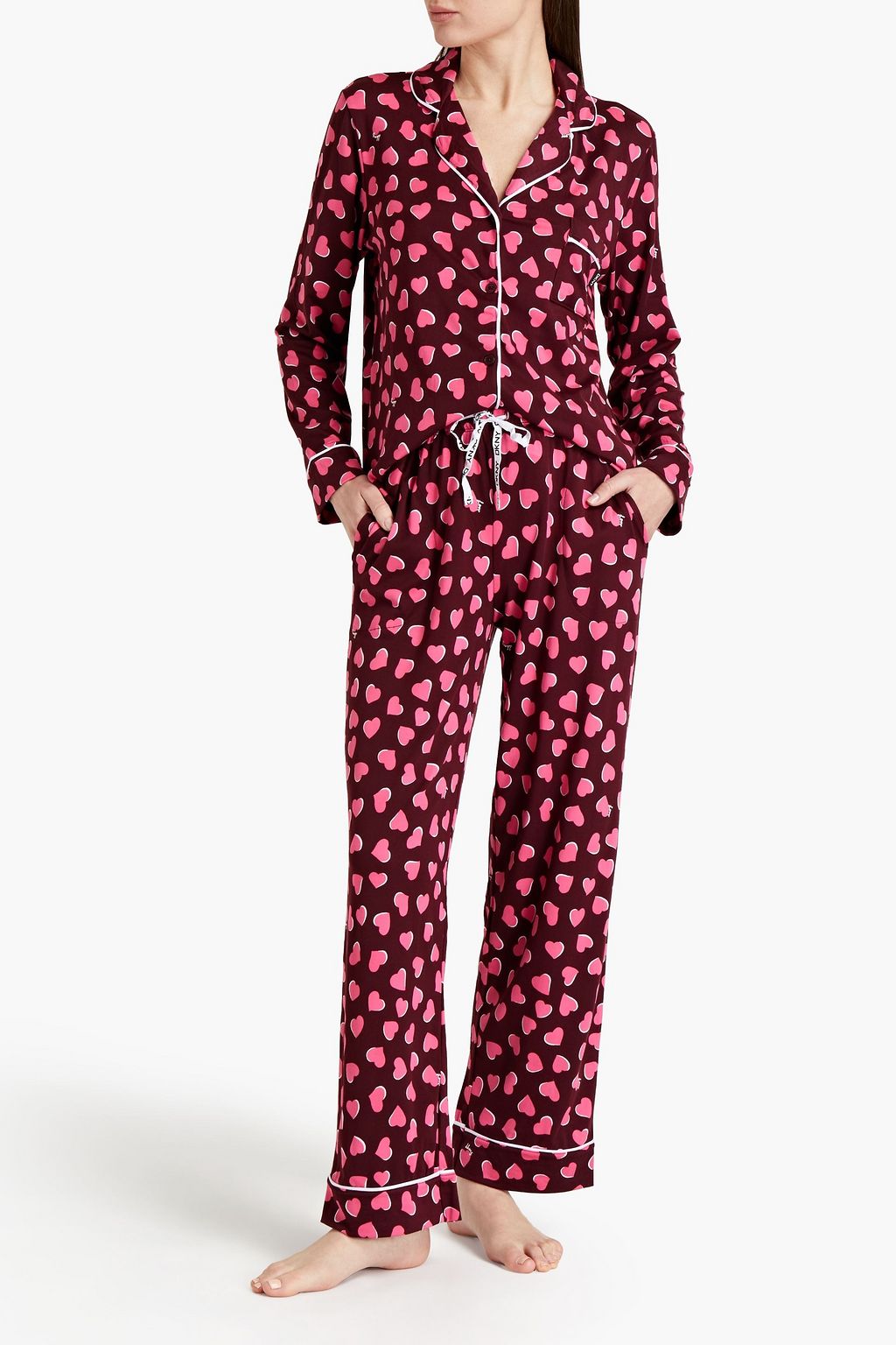 DKNY Printed stretch-jersey pajama set