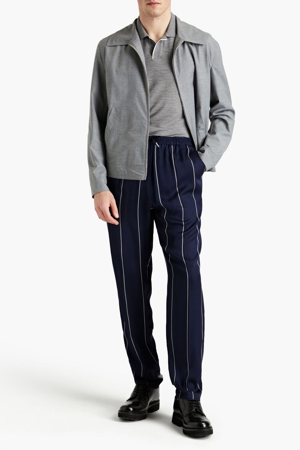 SANDRO Tapered pinstriped twill pants