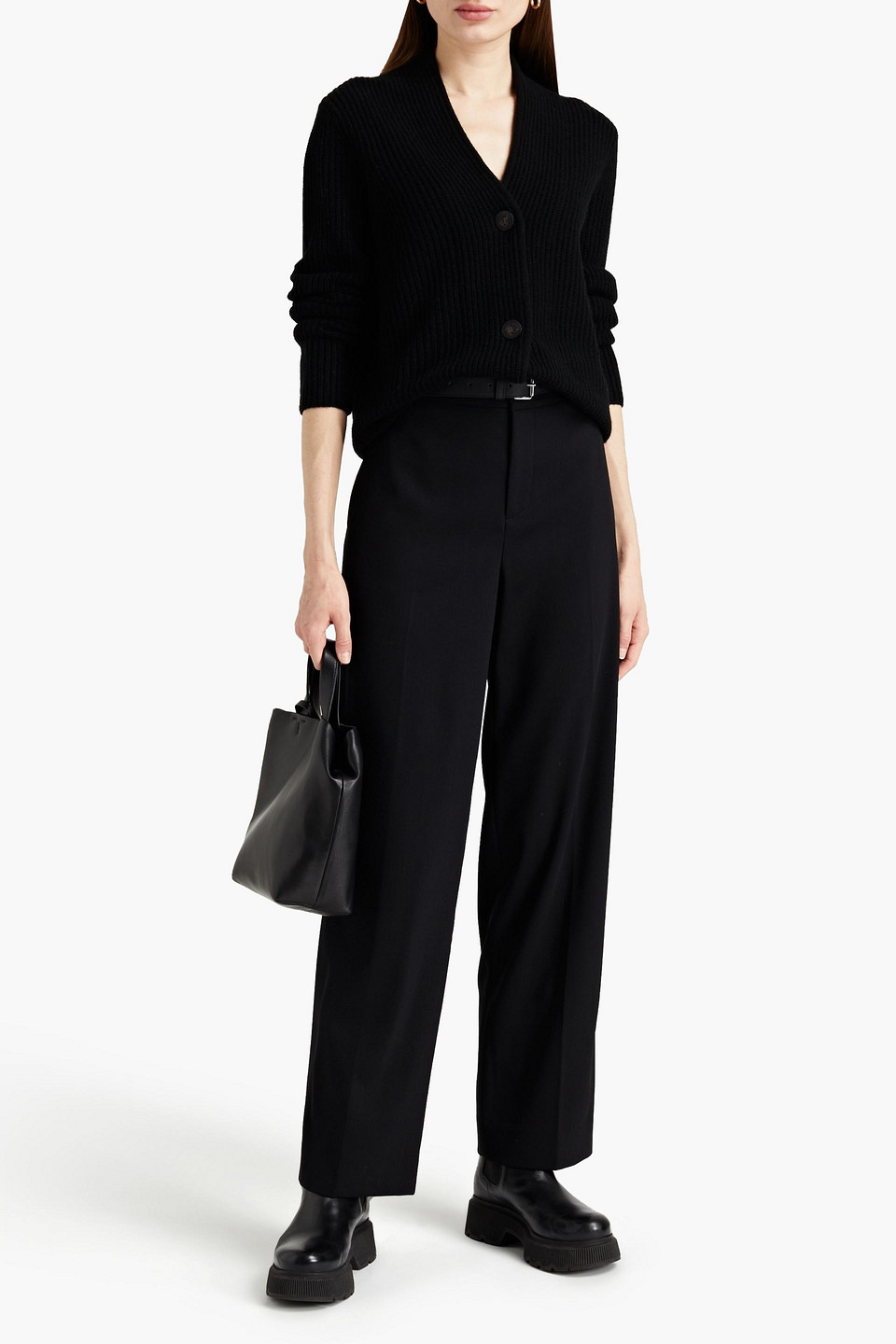Vince Wool-blend Twill Straight-leg Trousers In Black