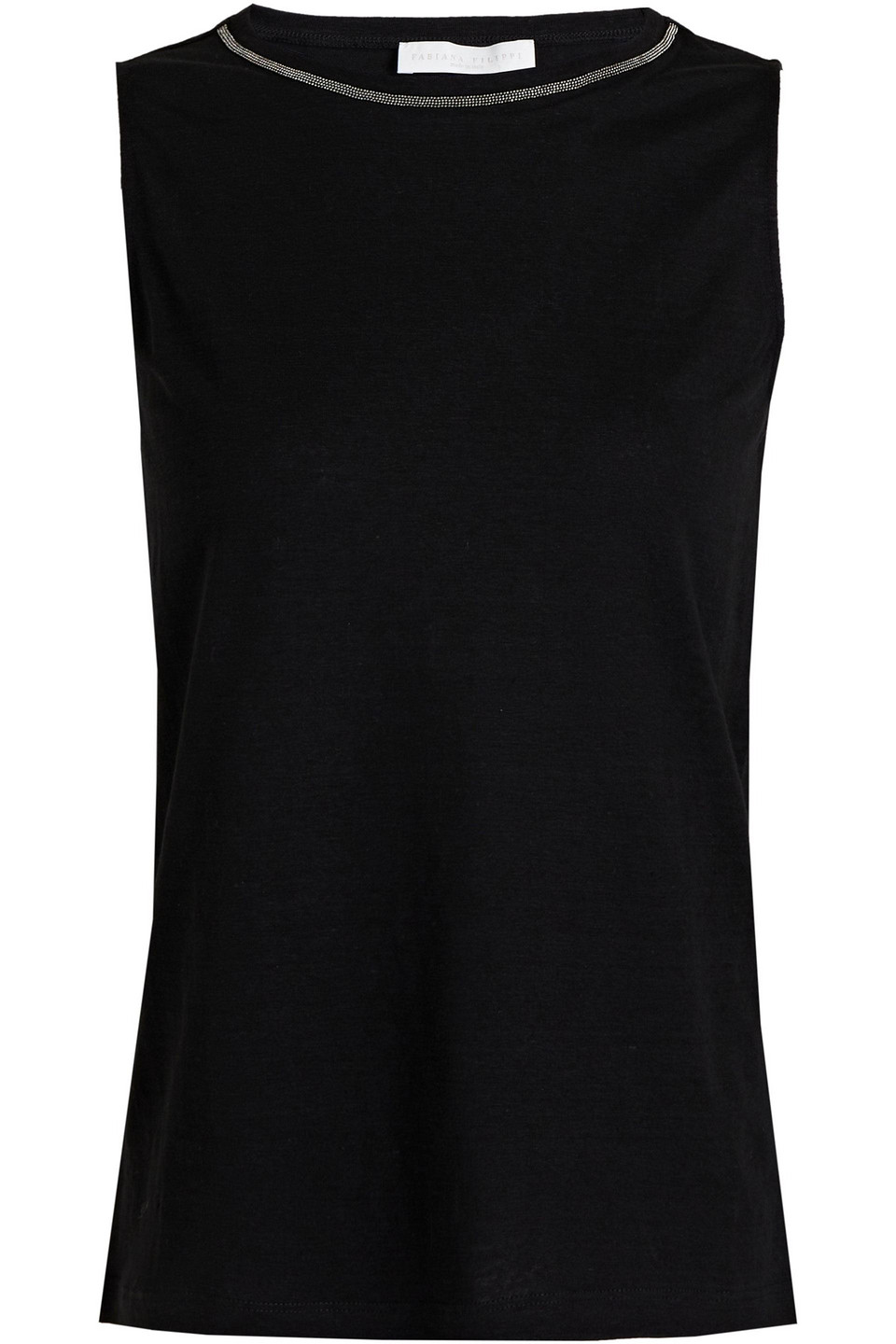 Fabiana Filippi Woman Embellished Slub Linen-blend Jersey Top Black Size 40