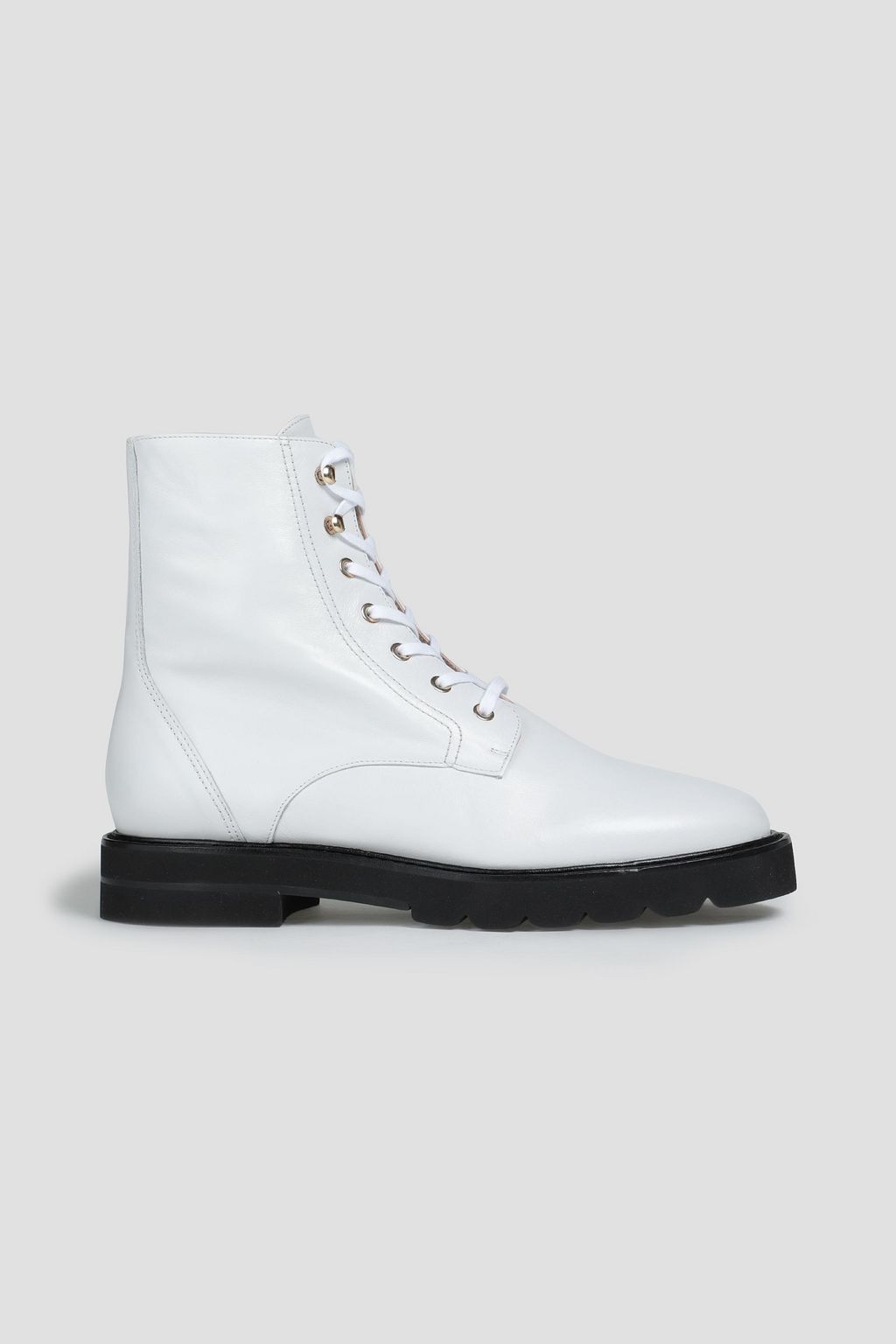 White Mila pebbled-leather combat boots 