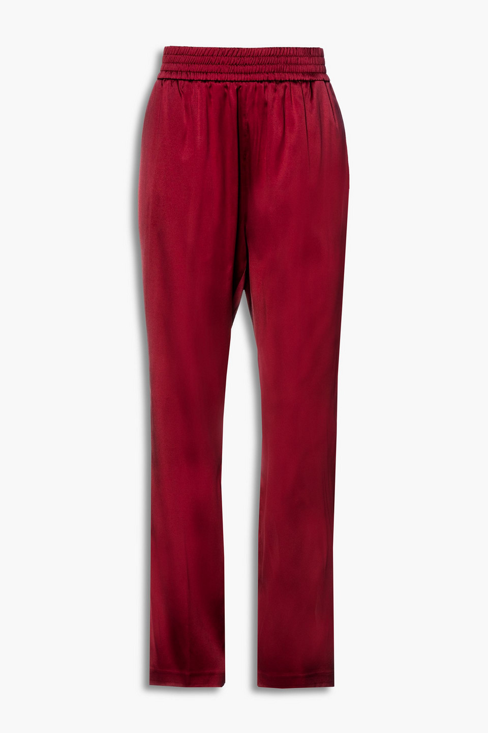 Fabiana Filippi Woman Shirred Silk-blend Satin Straight-leg Pants Claret Size 40