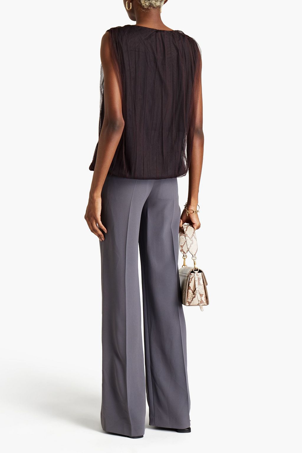 FABIANA FILIPPI Bead-embellished plissé-tulle top