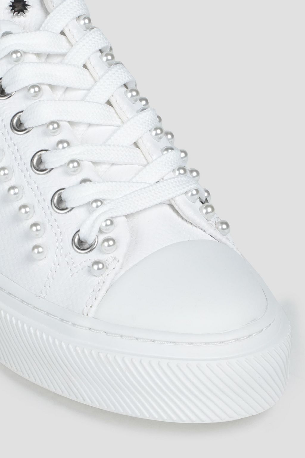 STUART WEITZMAN Ollie faux pearl-embellished canvas sneakers
