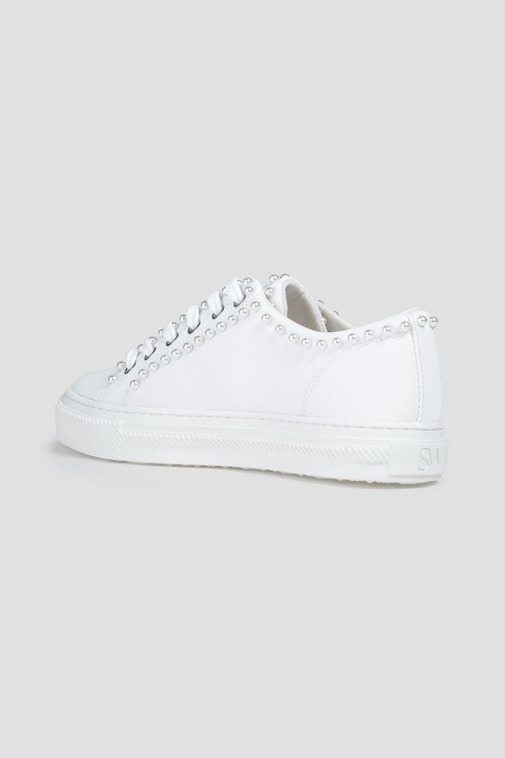 STUART WEITZMAN Ollie faux pearl-embellished canvas sneakers
