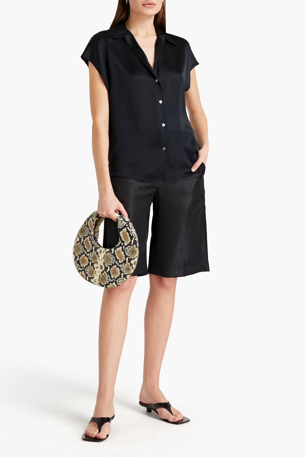 VINCE. Silk-satin crepe shirt