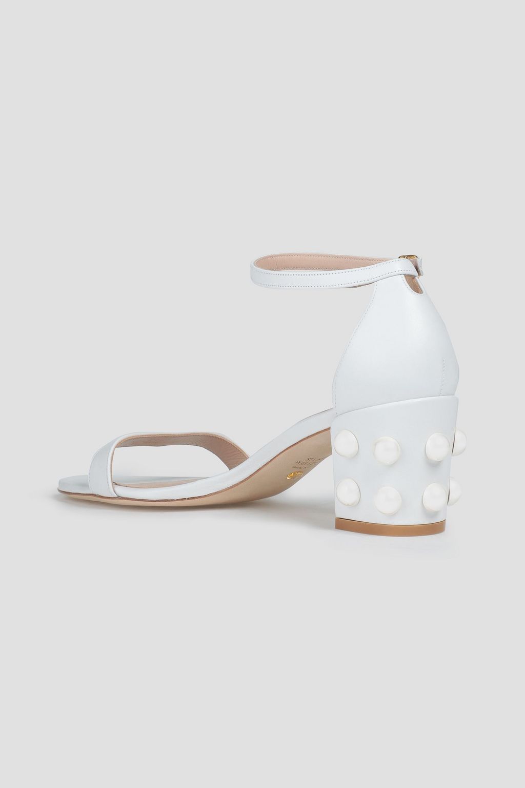 STUART WEITZMAN Simple faux pearl-embellished leather sandals