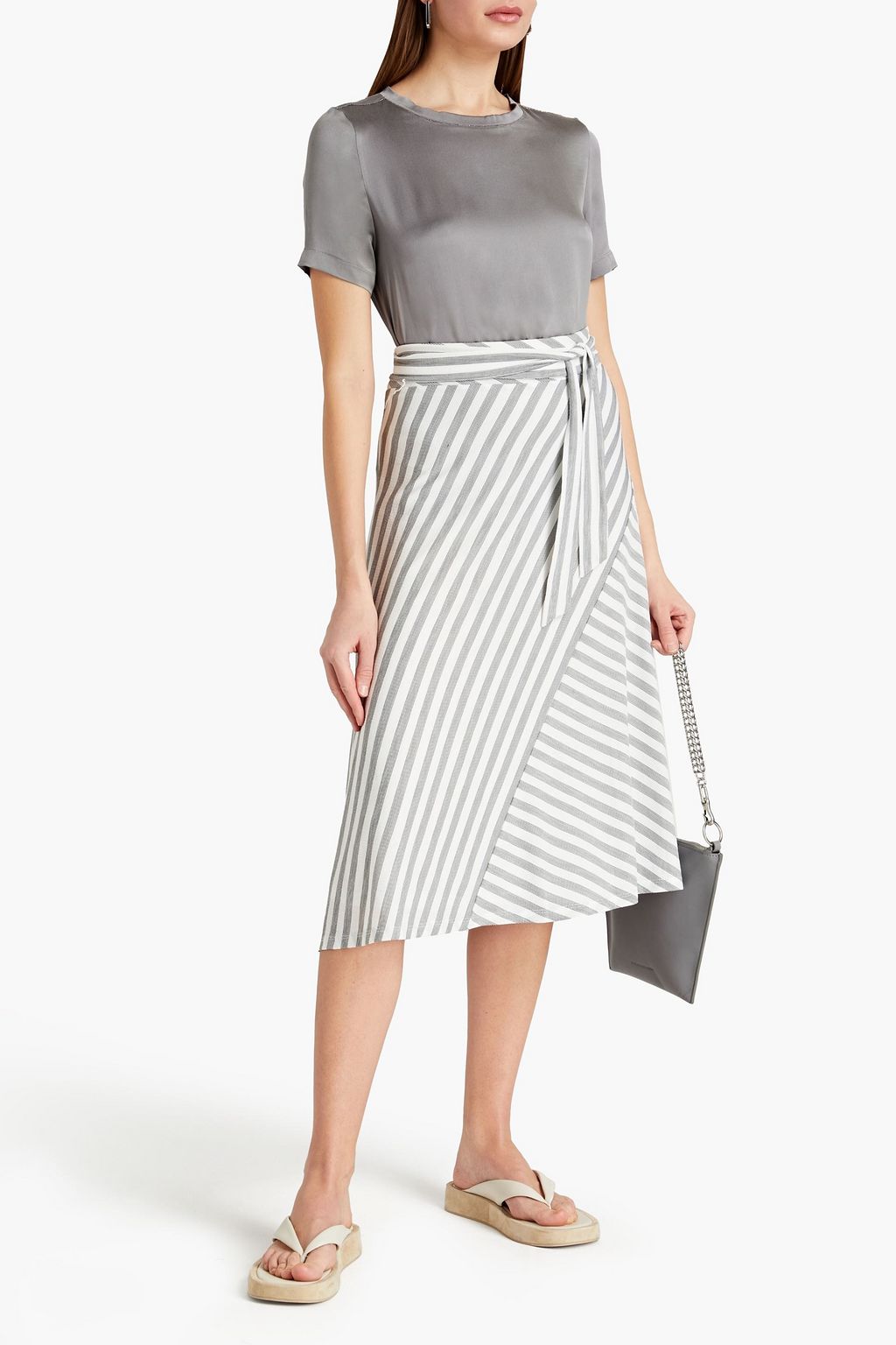 FABIANA FILIPPI Bead-embellished washed silk-satin top