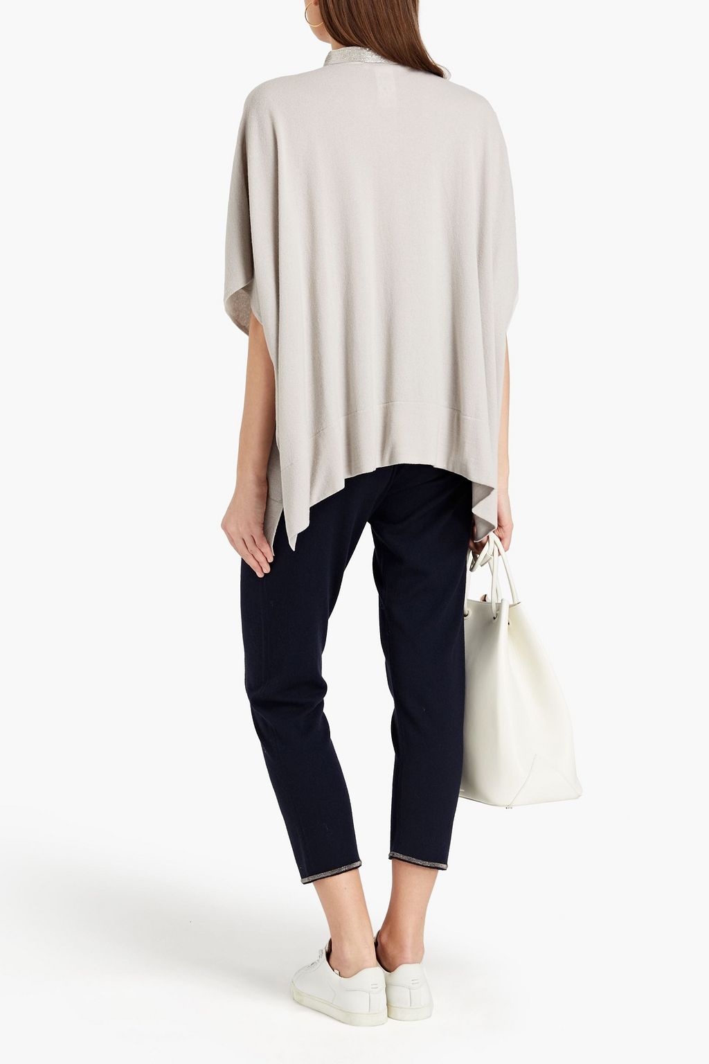 FABIANA FILIPPI Cropped bead-embellished cashmere tapered pants