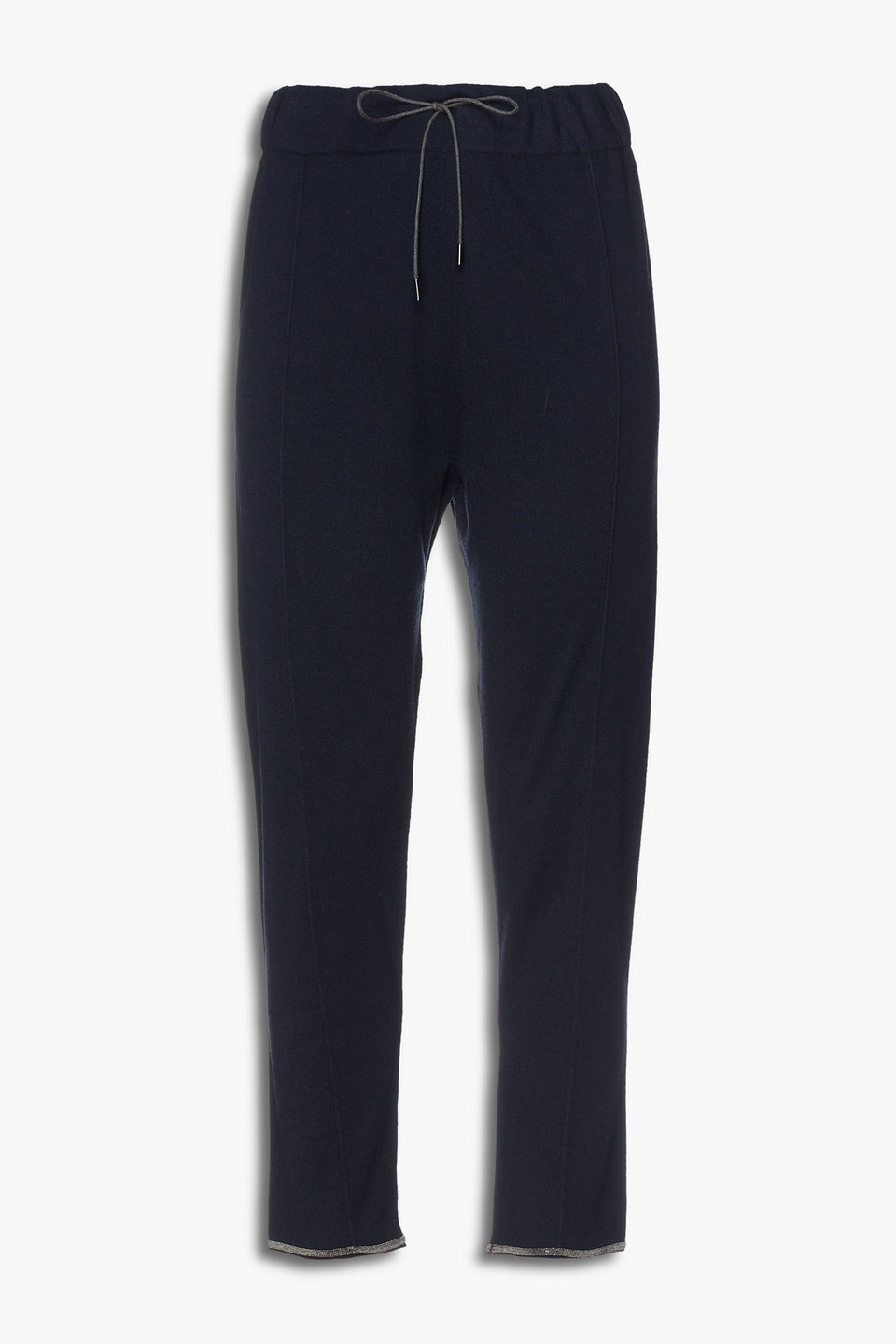 Fabiana Filippi Woman Cropped Bead-embellished Cashmere Tapered Pants Navy Size 50