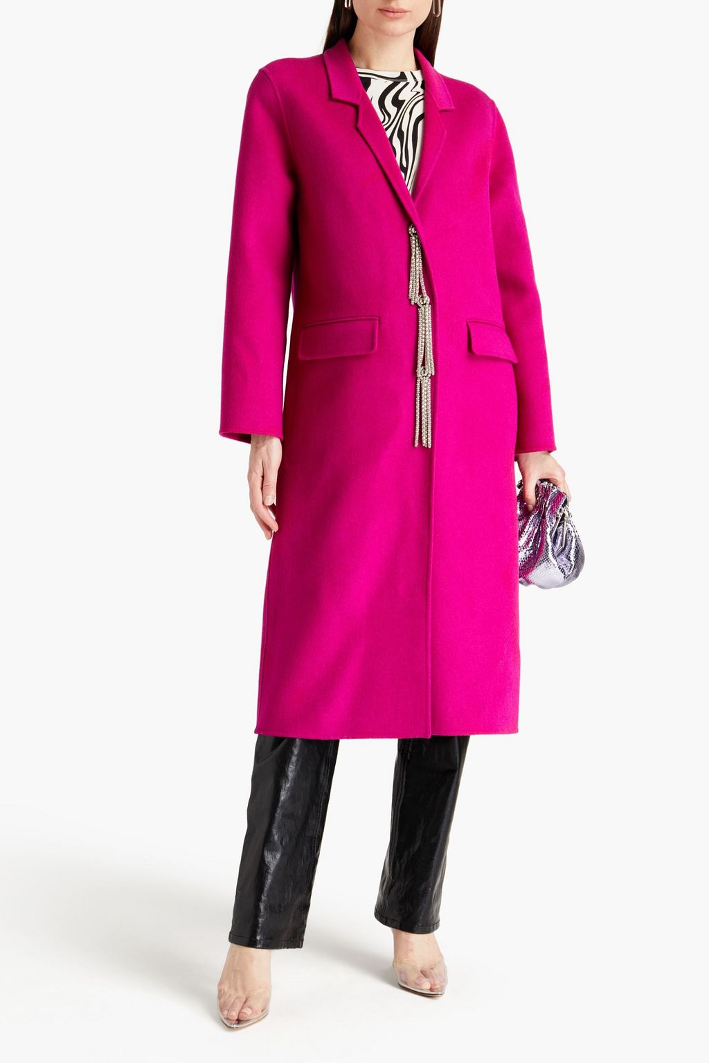 CHRISTOPHER KANE Chainmail-embellished wool-felt coat