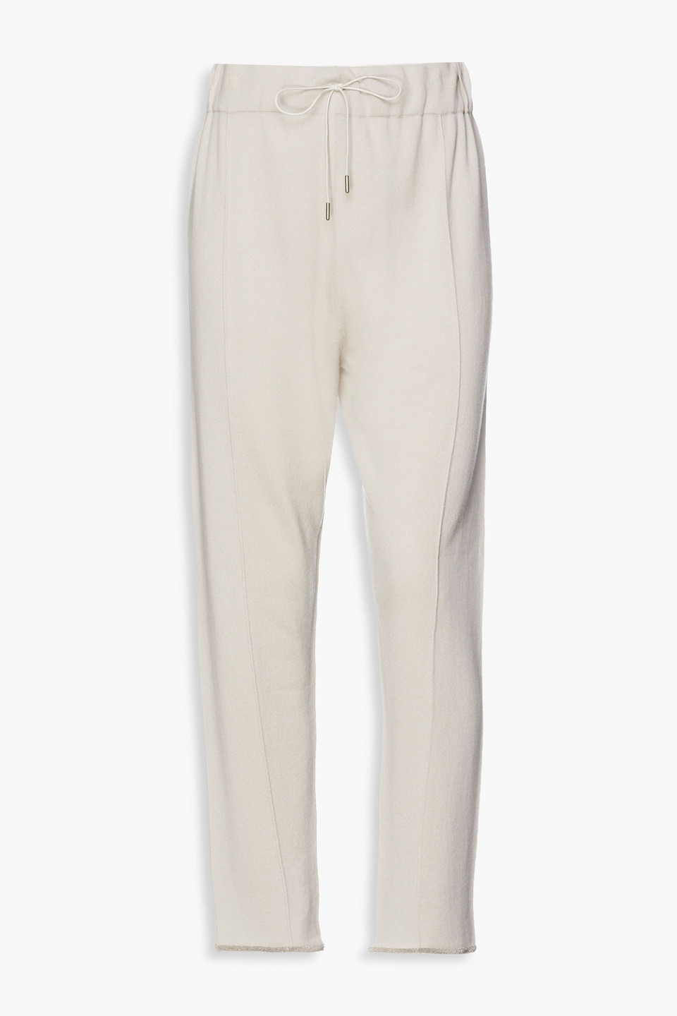 Fabiana Filippi Woman Cropped Bead-embellished Cashmere Tapered Pants Stone Size 46