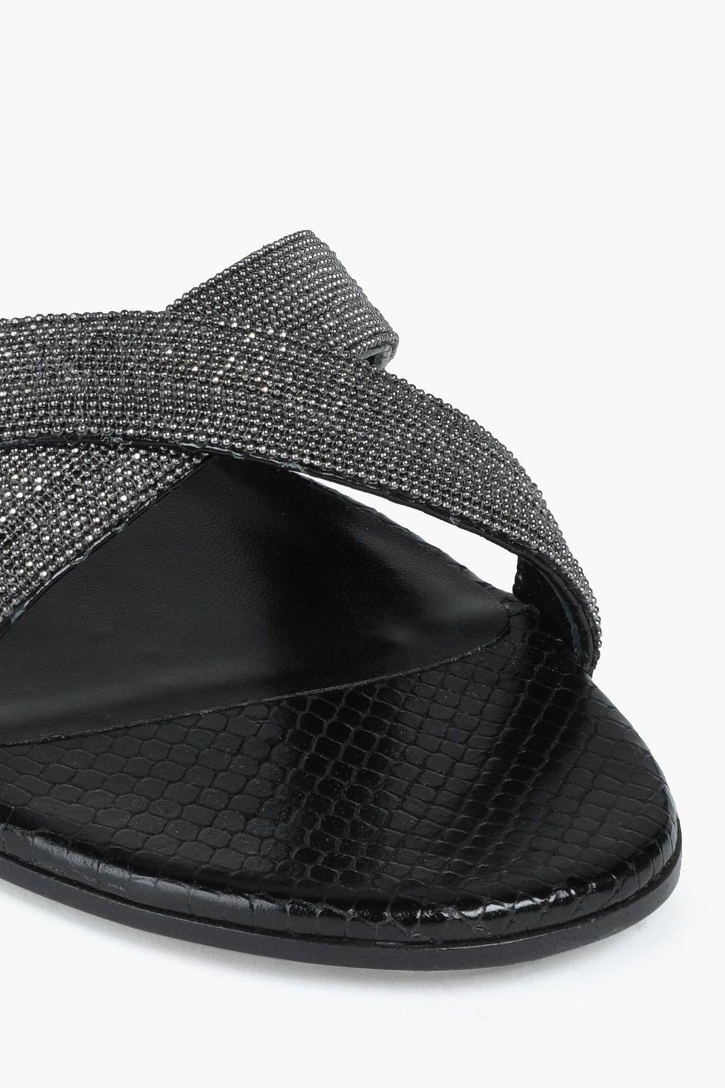 FABIANA FILIPPI Dora bead-embellished snake-effect leather sandals