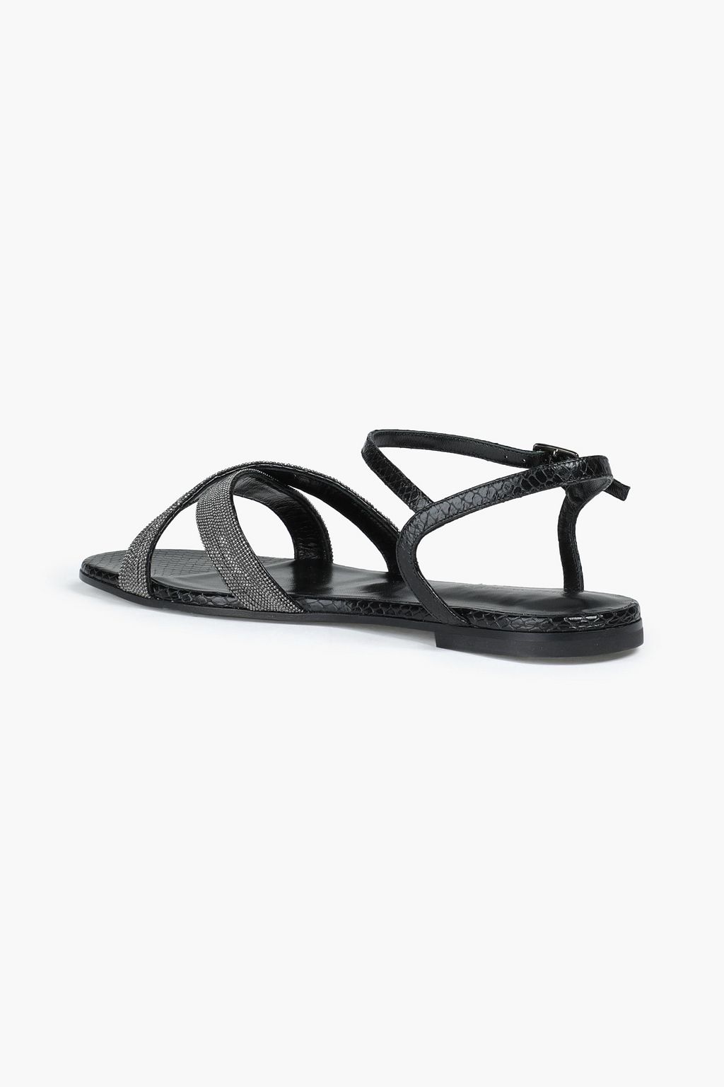 FABIANA FILIPPI Dora bead-embellished snake-effect leather sandals