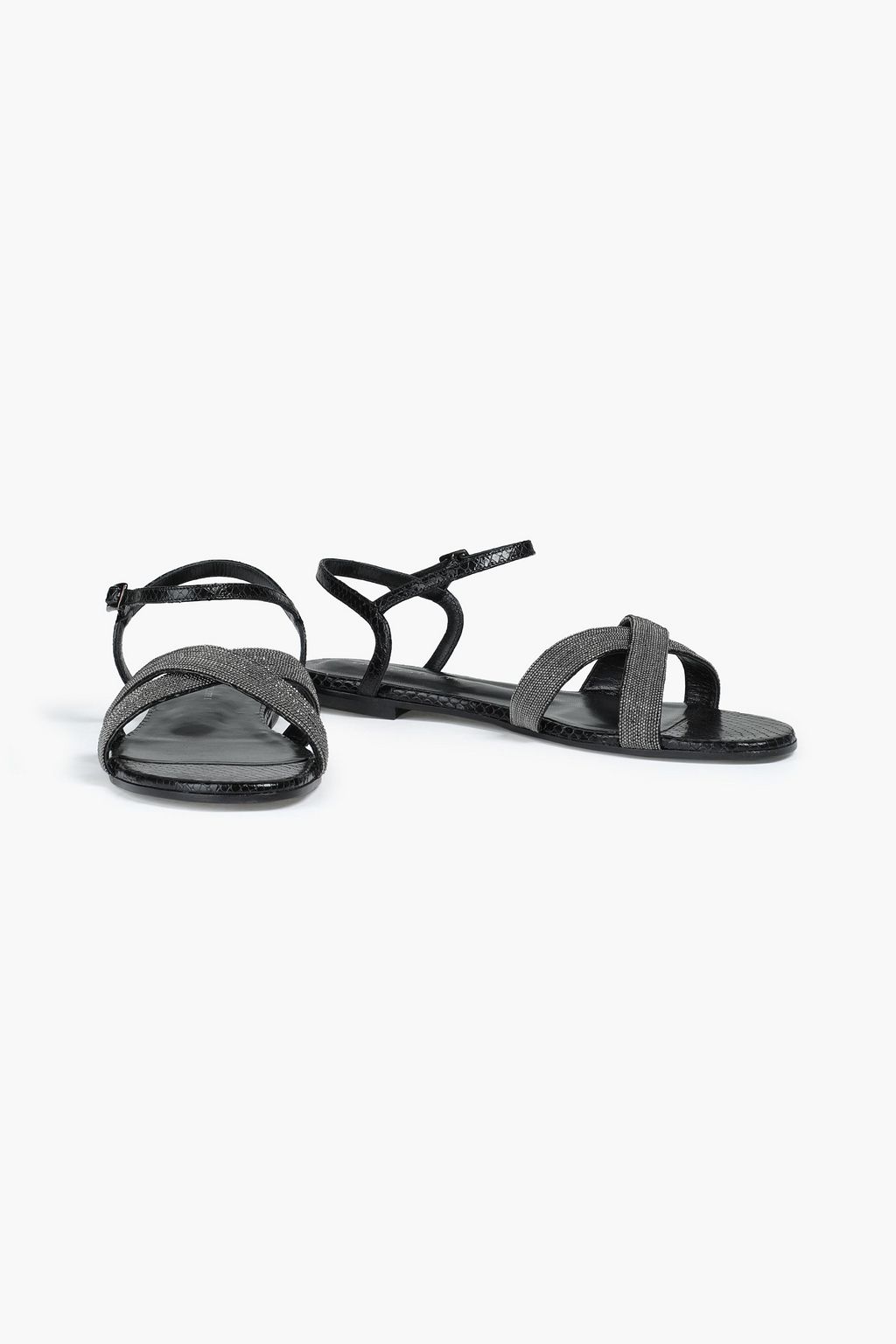 FABIANA FILIPPI Dora bead-embellished snake-effect leather sandals