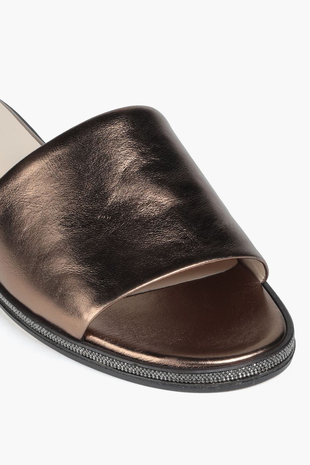 FABIANA FILIPPI Oriana bead-embellished metallic leather slides