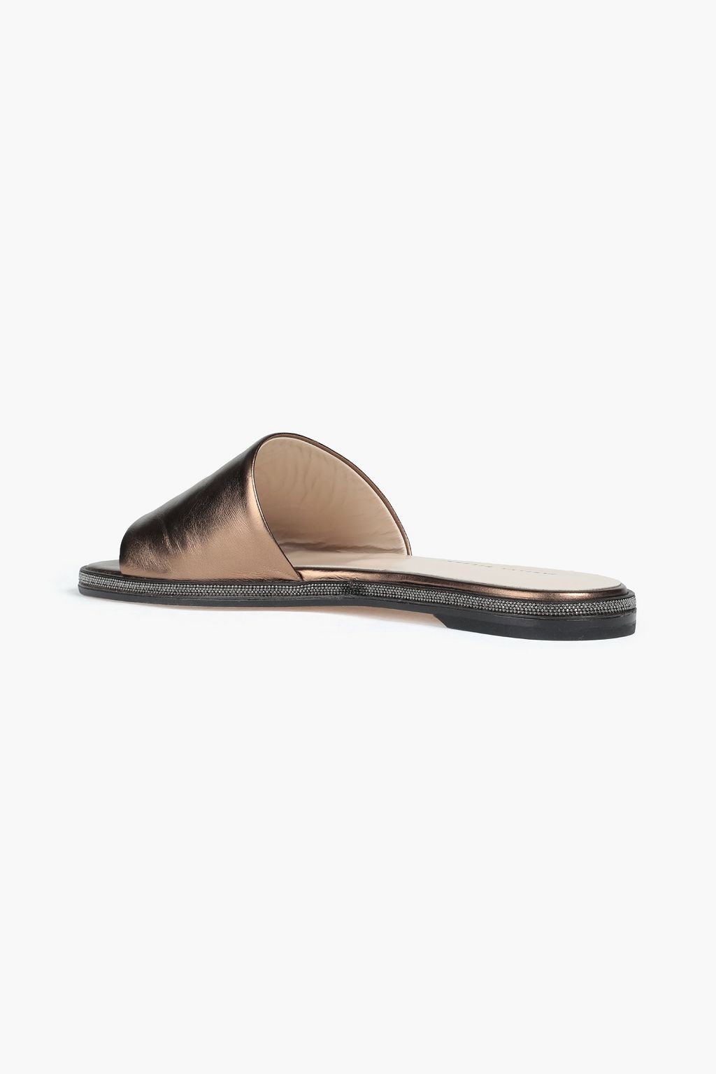 FABIANA FILIPPI Oriana bead-embellished metallic leather slides