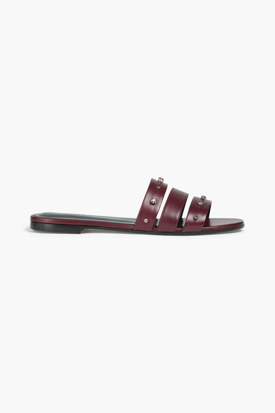 Fabiana Filippi Woman Ginevra Crystal-embellished Leather Slides Merlot Size 37