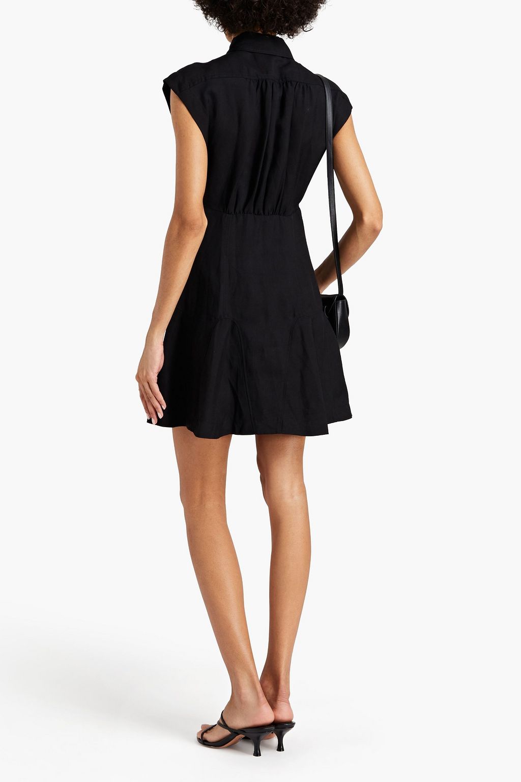 SANDRO Gathered twill mini shirt dress