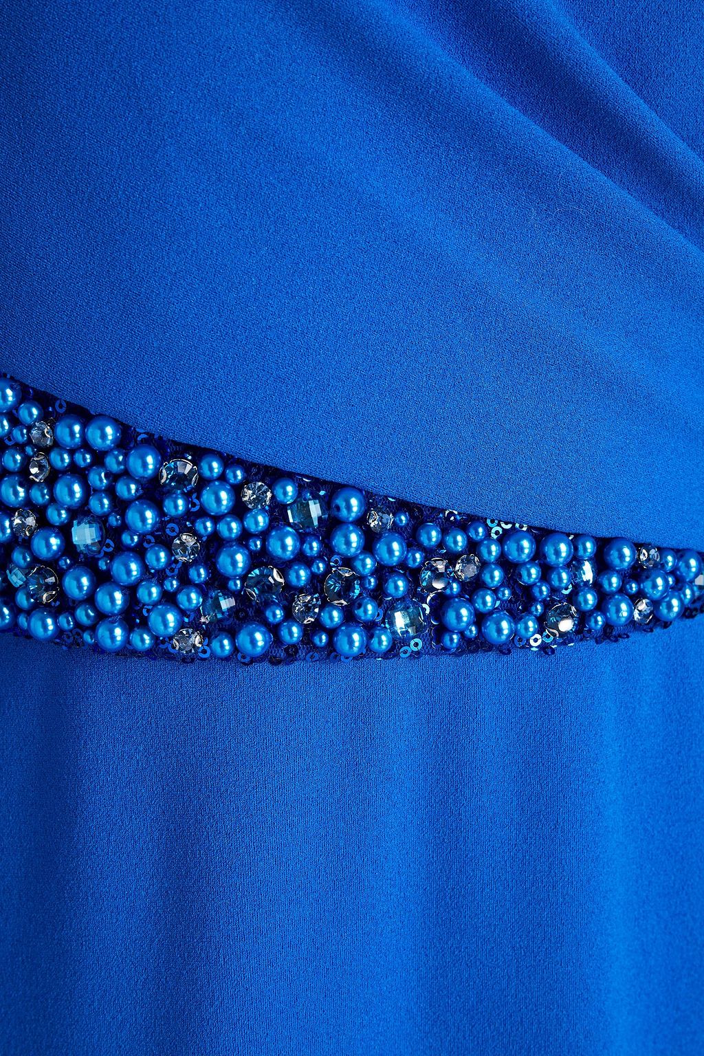 BADGLEY MISCHKA Embellished gathered stretch-crepe gown