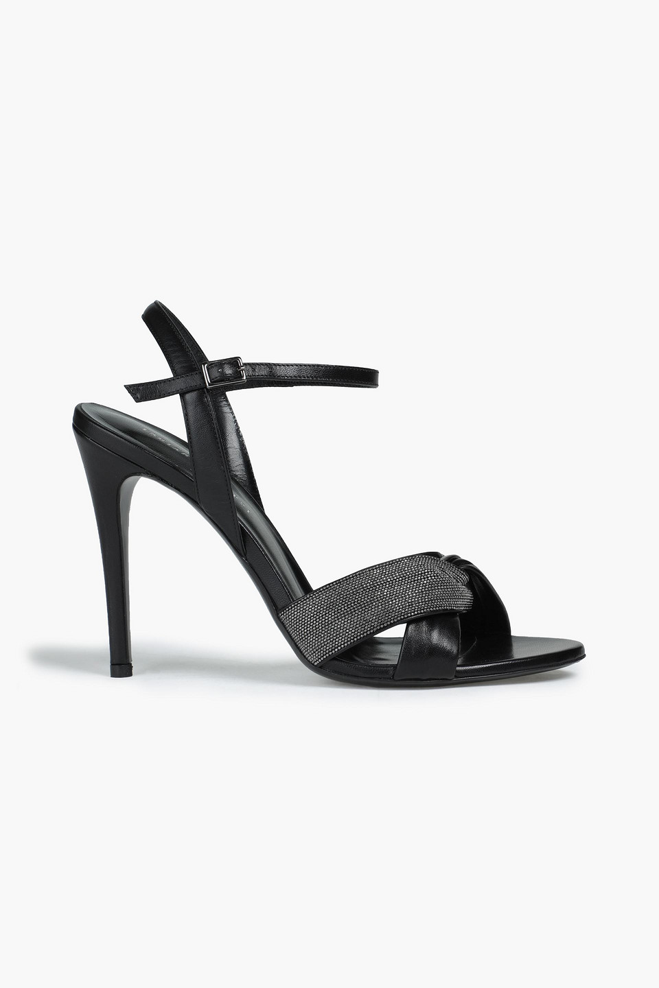 Fabiana Filippi Woman Lavinia Bead-embellished Twisted Leather Sandals Black Size 37