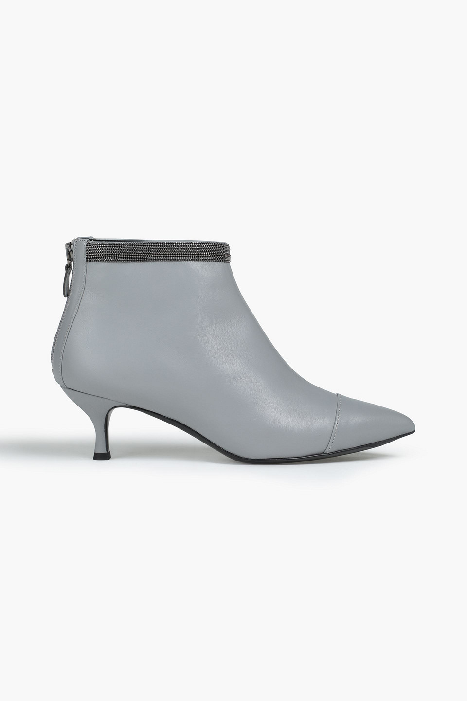 Fabiana Filippi Woman Agnese Bead-embellished Leather Ankle Boots Gray Size 36