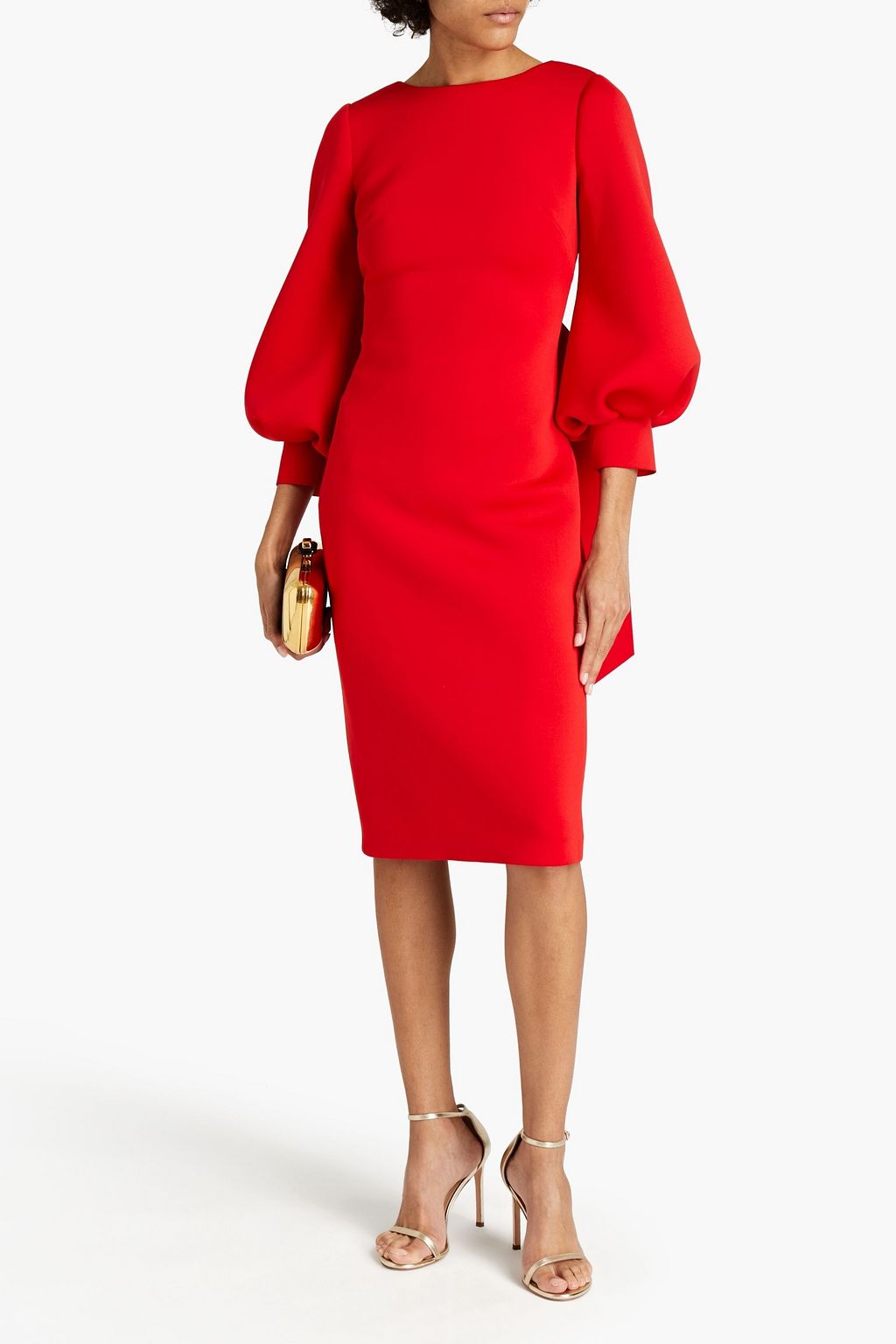 BADGLEY MISCHKA Bow-embellished cutout scuba dress