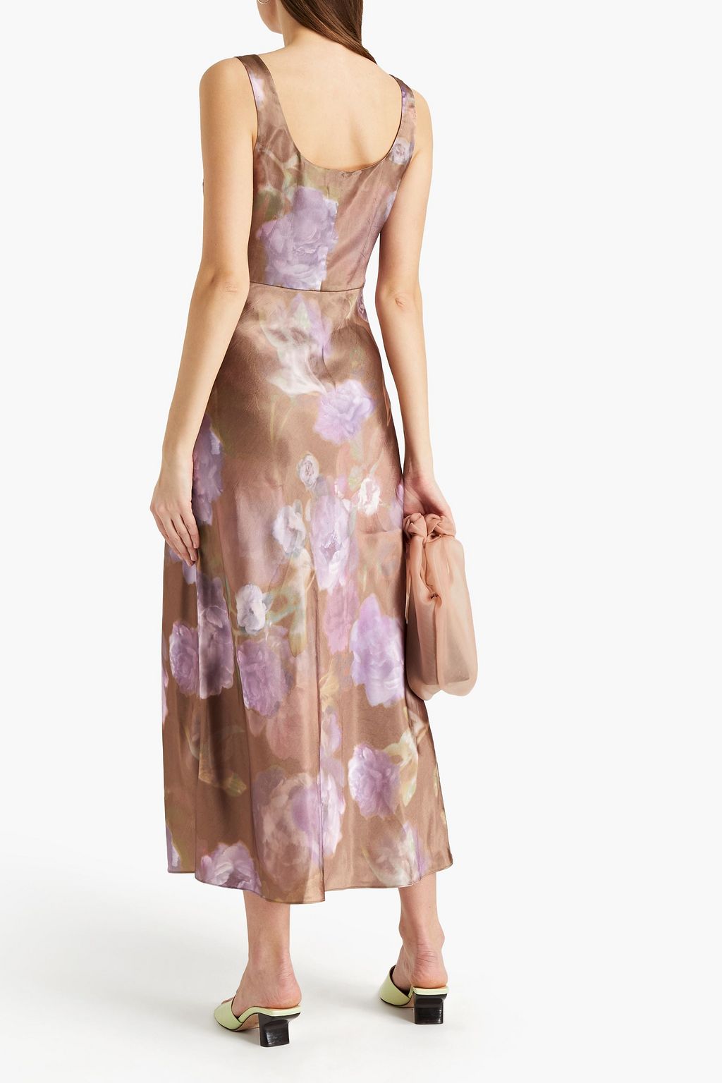 VINCE. Floral-print satin midi dress
