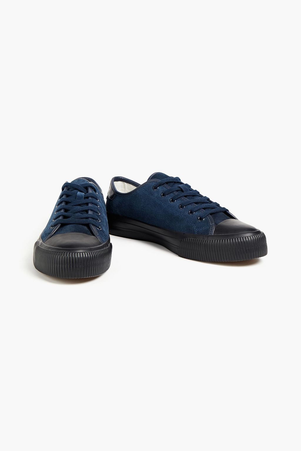 SANDRO Leather-trimmed suede sneakers
