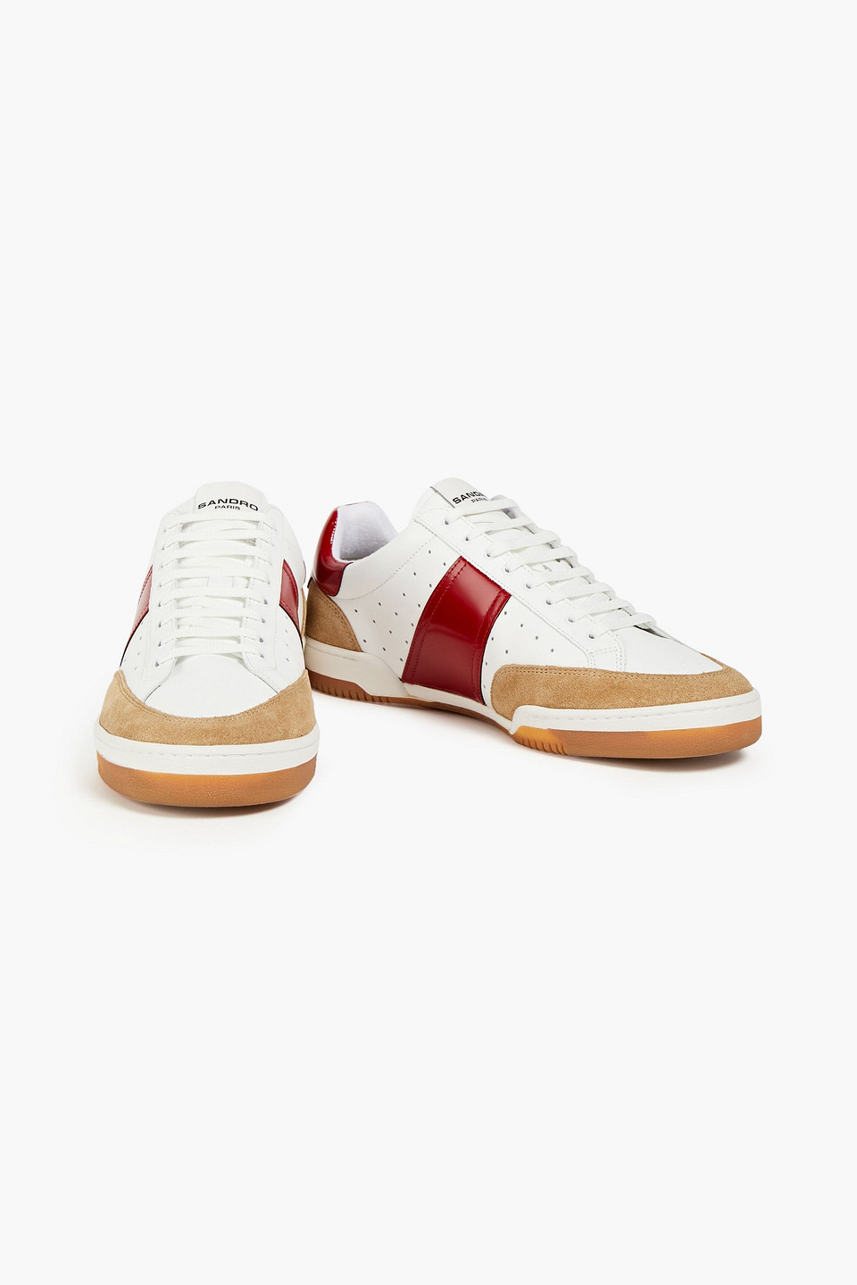  Sandro - Sneakers Aus Veloursleder Und Leder In Colour-block-optik - Rot - Eu 41 
