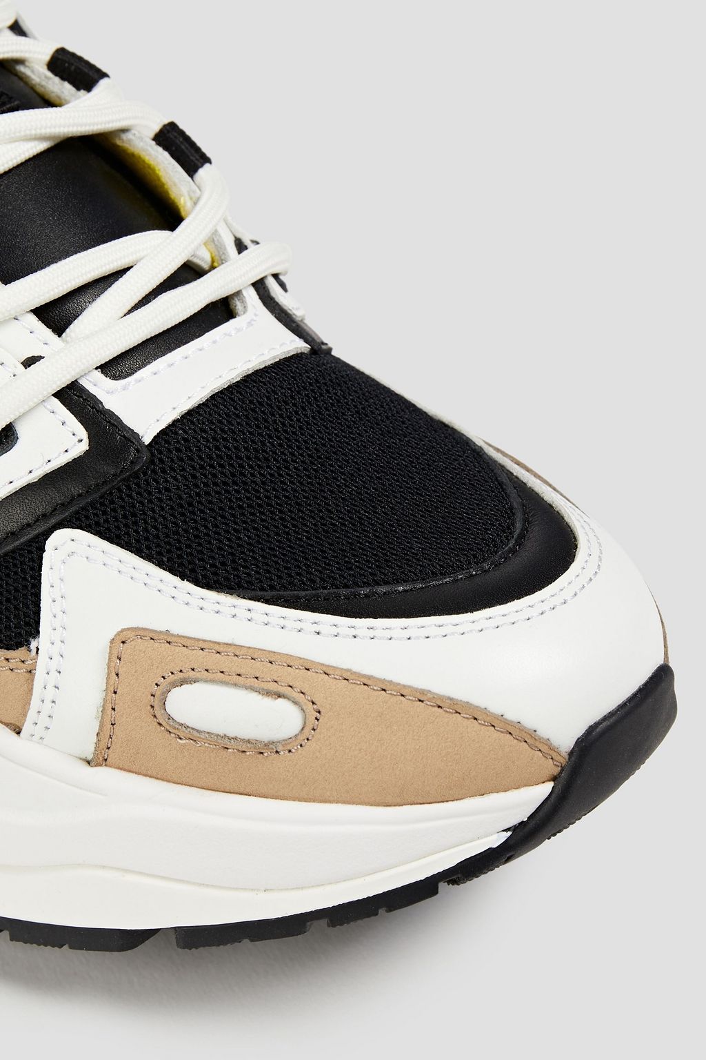 SANDRO Suede-trimmed leather and mesh sneakers
