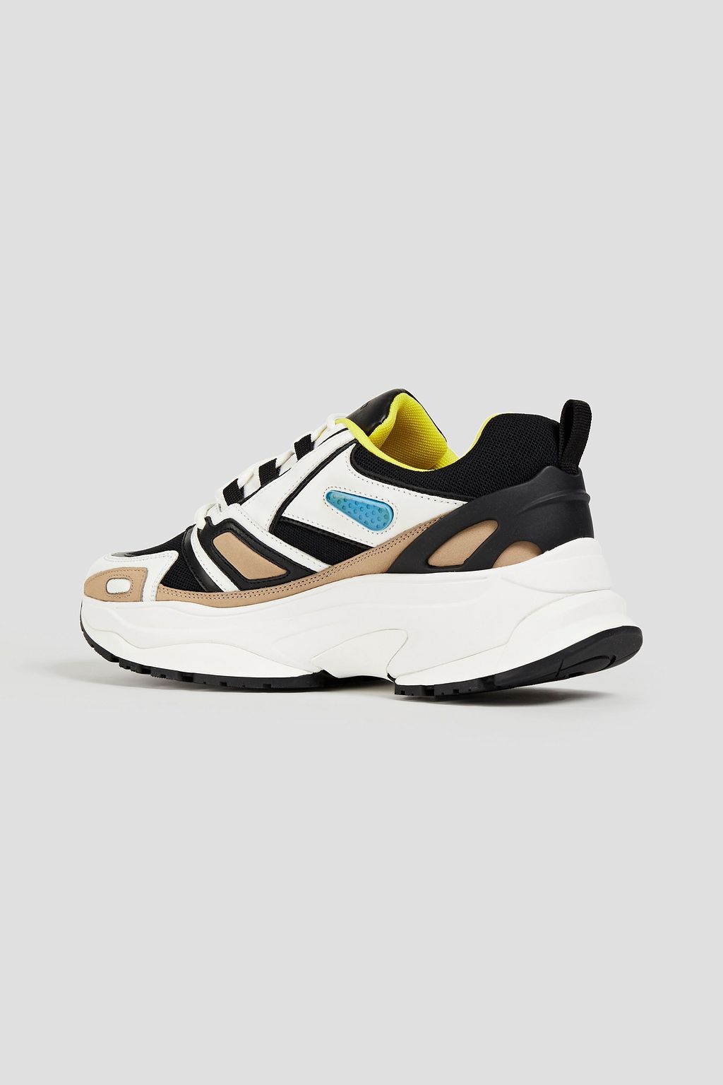 SANDRO Suede-trimmed leather and mesh sneakers