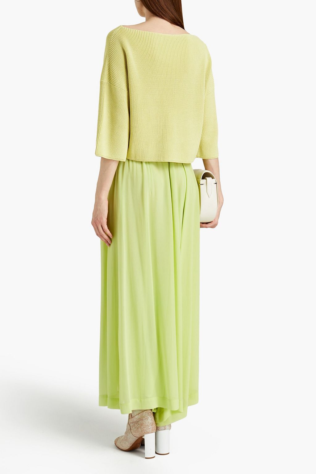 GENTRYPORTOFINO Gathered silk-chiffon wide-leg pants