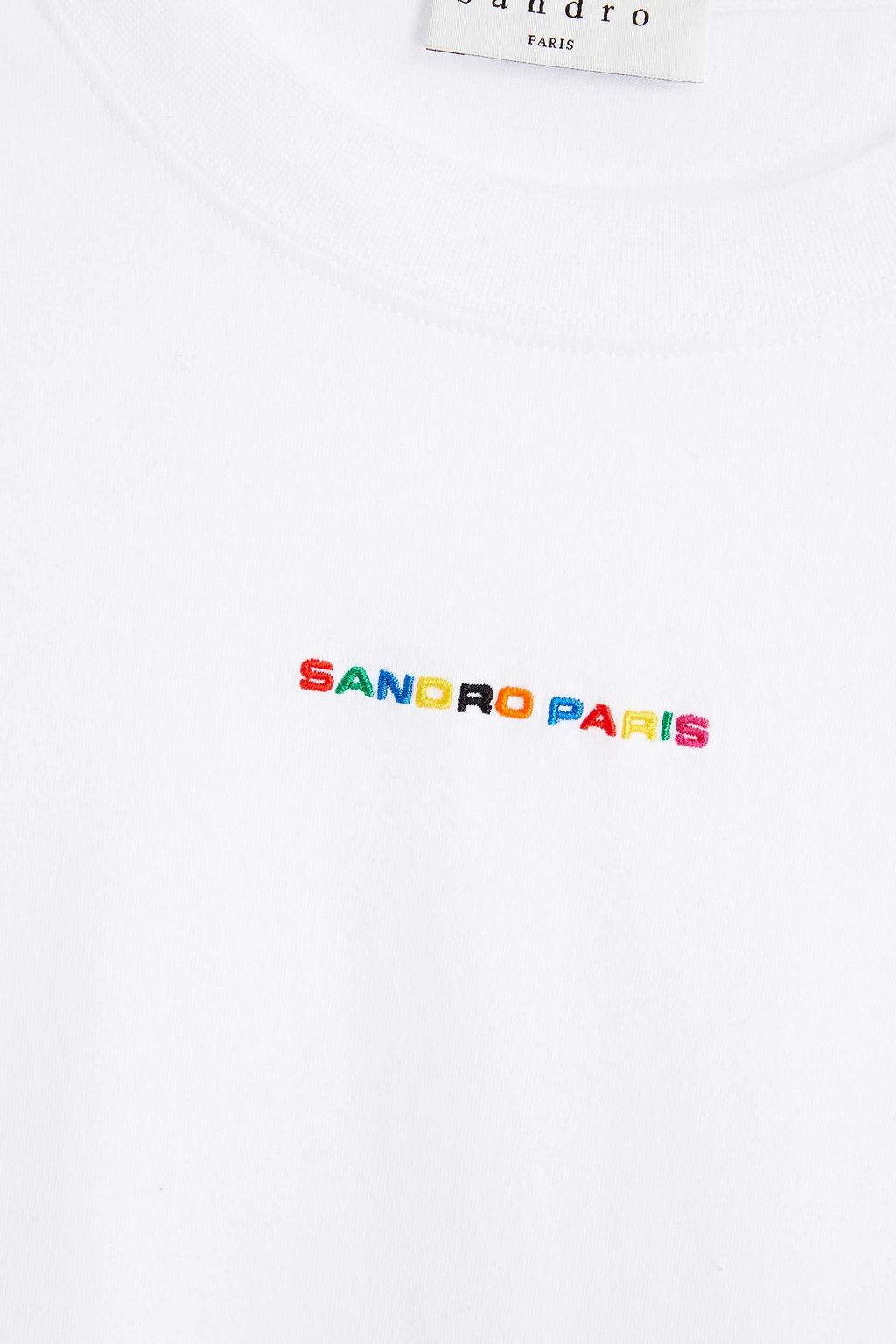 SANDRO Solid slim-fit embroidered cotton-jersey T-shirt