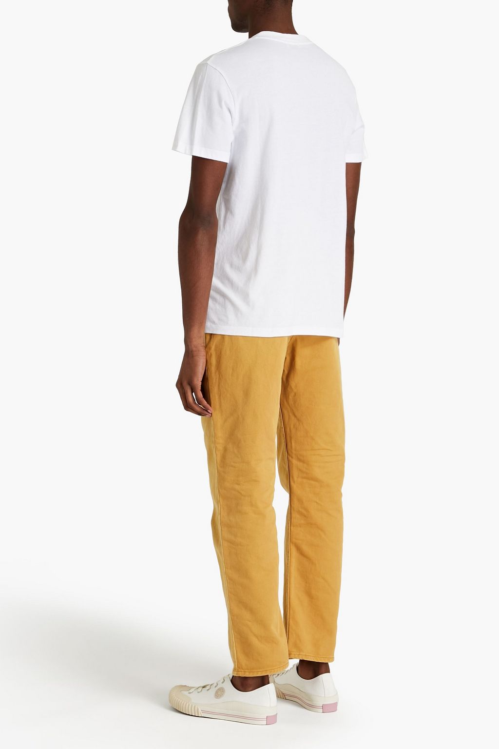 SANDRO Solid slim-fit embroidered cotton-jersey T-shirt