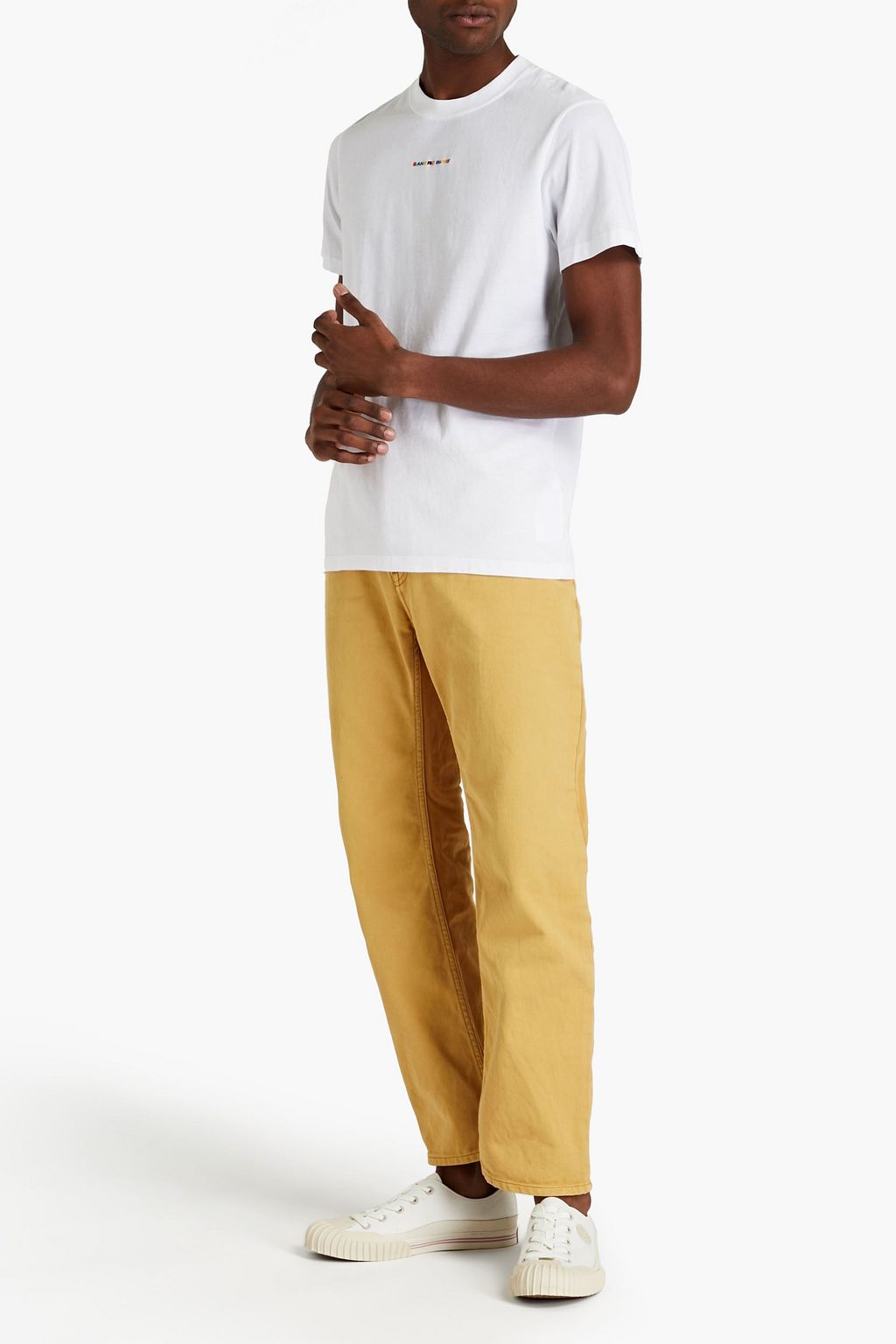 SANDRO Solid slim-fit embroidered cotton-jersey T-shirt