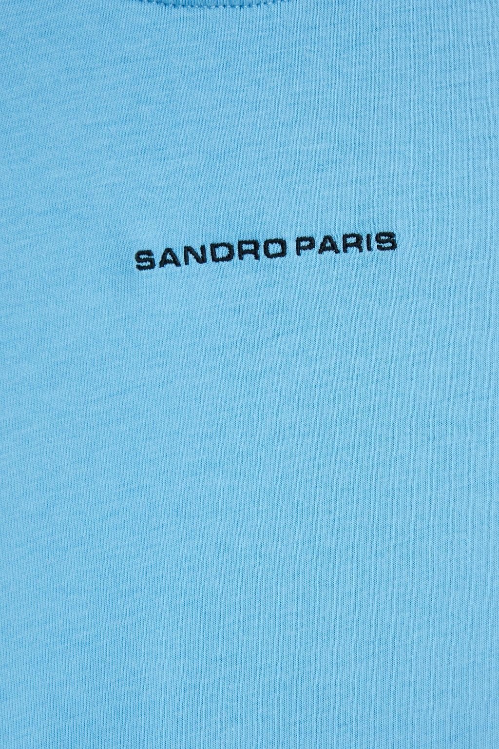 SANDRO Solid slim-fit embroidered cotton-jersey T-shirt