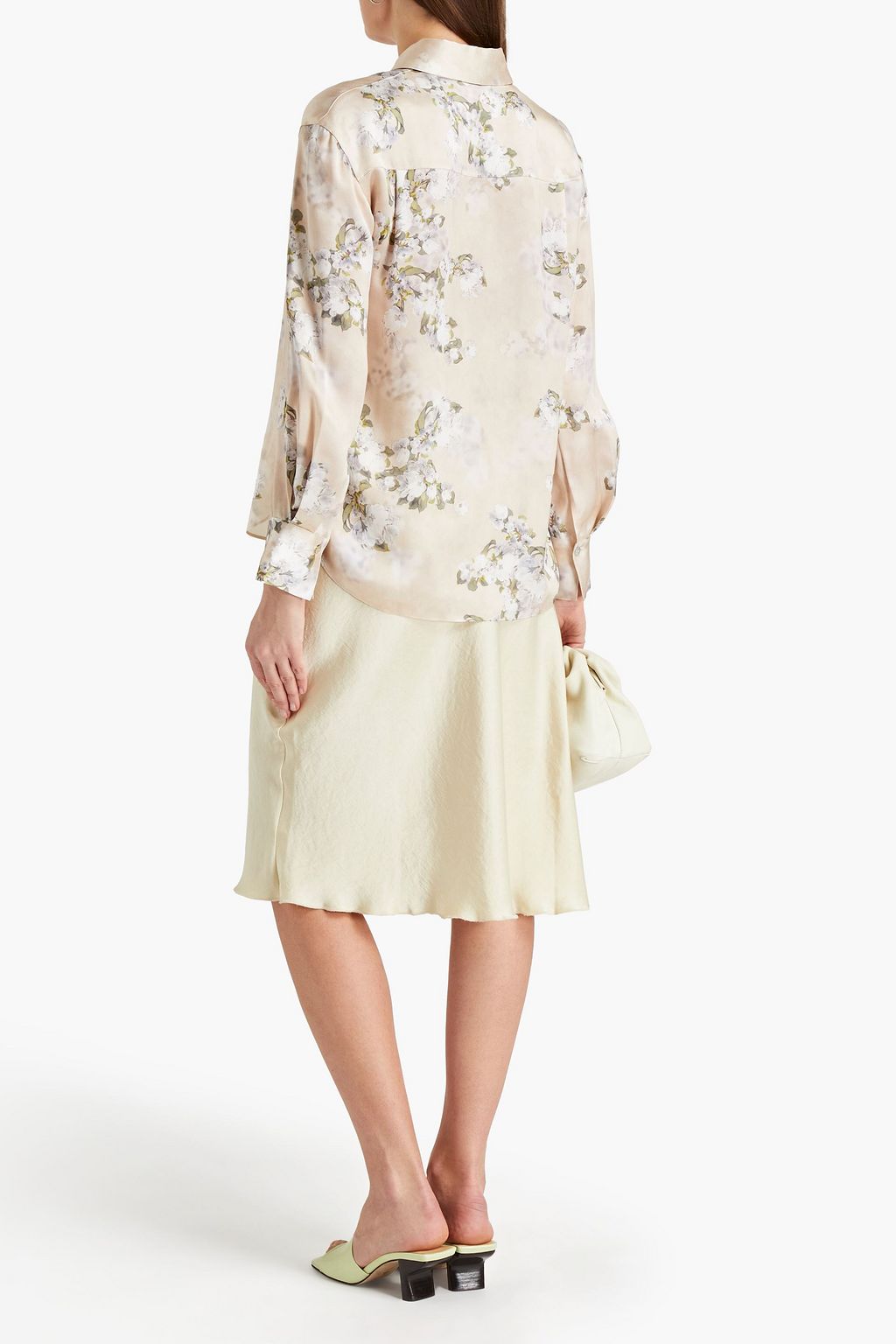VINCE. Floral-print silk-satin shirt