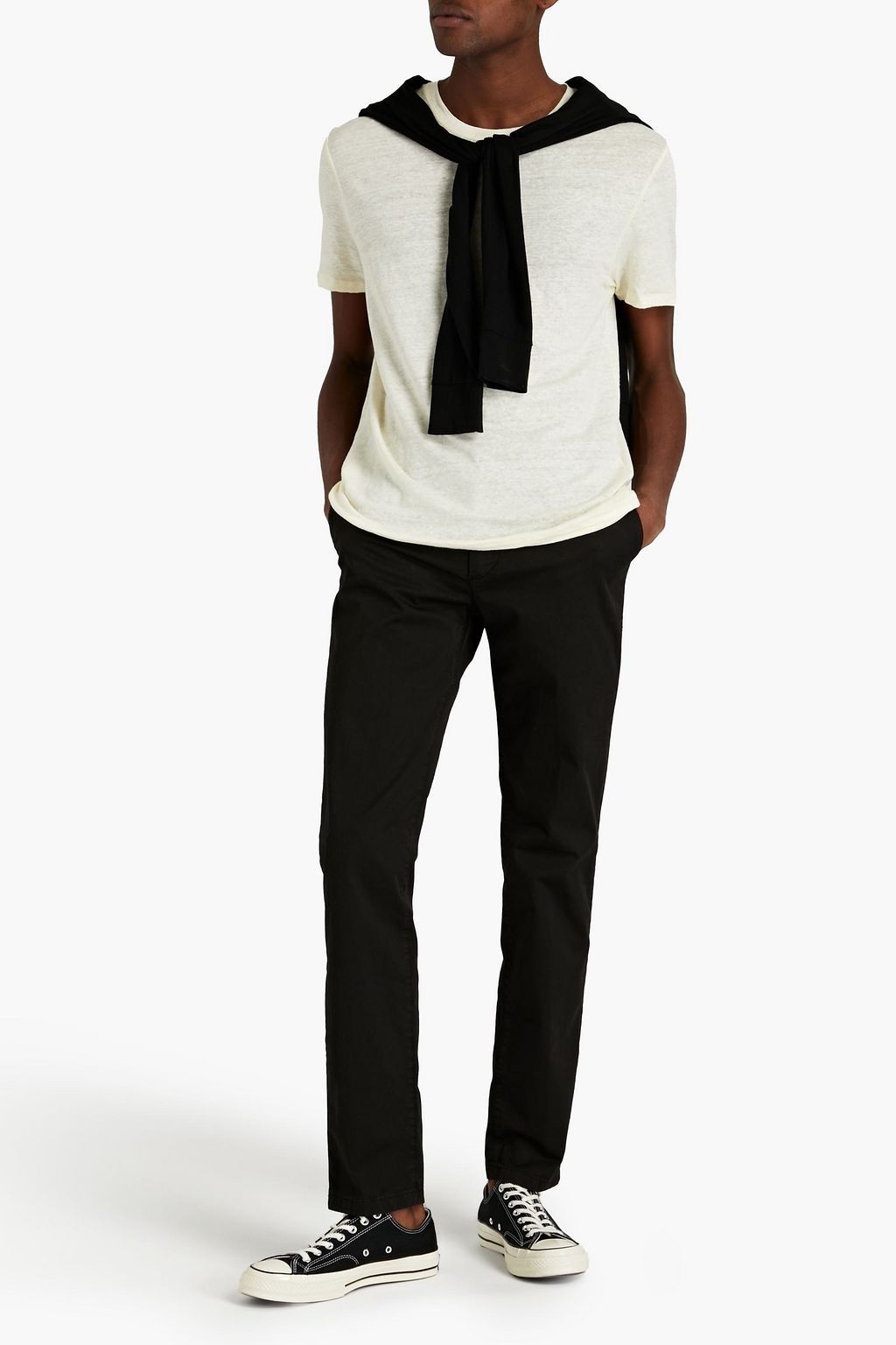 SANDRO Slub linen-jersey T-shirt