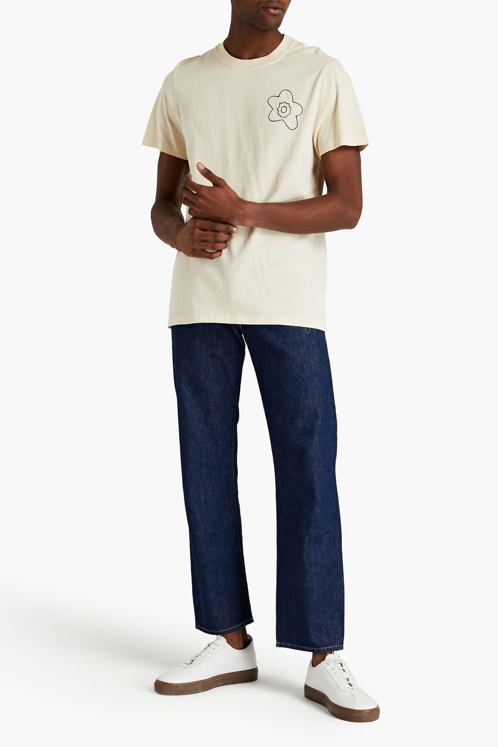 SANDRO Flower embroidered cotton-jersey T-shirt