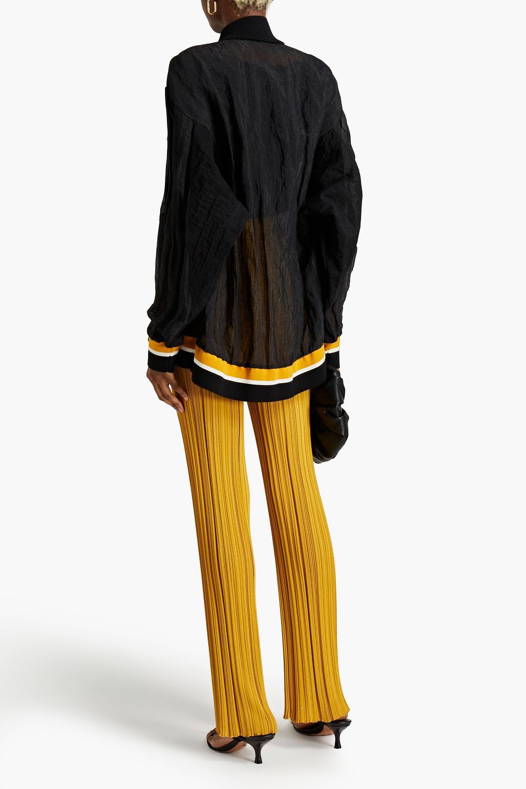 GENTRYPORTOFINO Knit-paneled metallic gauze bomber jacket